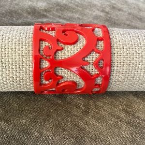 Red Carved Lucite Cuff Bracelet